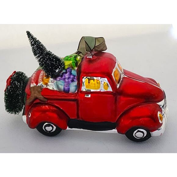 Ornament-Holiday-Glass-Red Pickup Truck-Christmas Tree-Unique-Novelty-Large - Picture 5 of 14